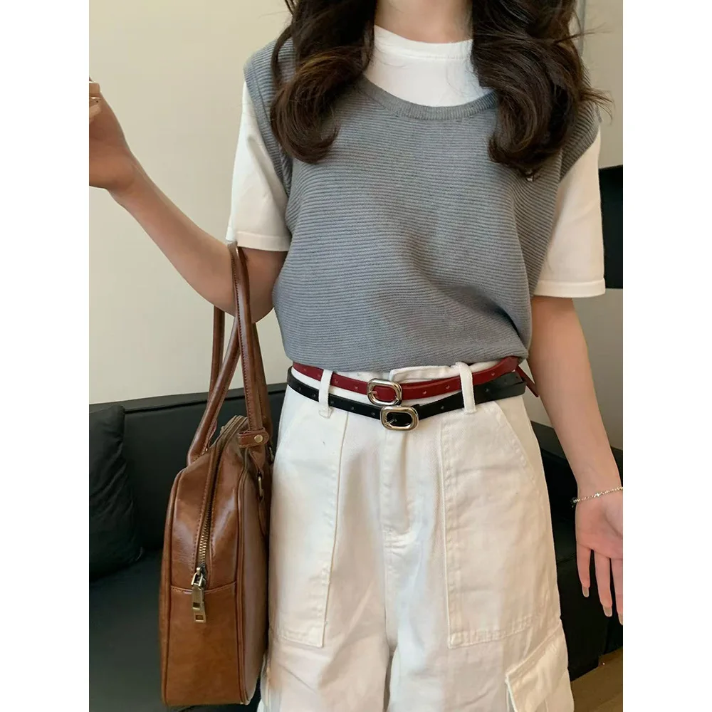 

Дизайнерский корейский вариант, простой тонкий пояс с женским элитным смыслом, College Hundred Matching Юбки, брюки, повседневный ремень