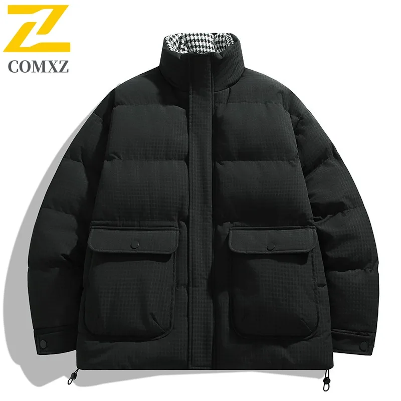 

COMXZ Повседневная хлопковая куртка с воротником-стойкой для мужчин, уличная приключенческая морозостойкая парка, однотонное городское стильное толстое теплое зимнее пальто