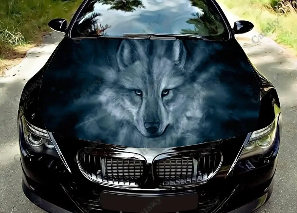 

Custom Native Night Wolf Car Hood Vinyl Sticker Wrap Engine Cover Decal Sticker Full Color Graphic Fit Any Car Protective Film