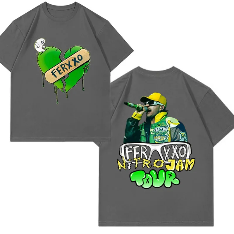 Rapper Feid Ferxxo Tour 2025 New Album T Shirt Men's Women's 90sVintage High Quality T-shirts Hip Hop Punk Gothic T-shirt Tops