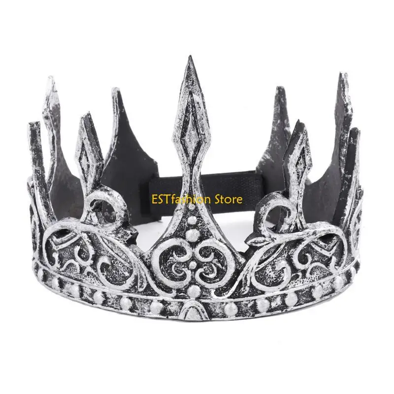 Y5GC Halloween Crown Headband Vintage Imperial Crown Antique King Crown for-Cosplay
