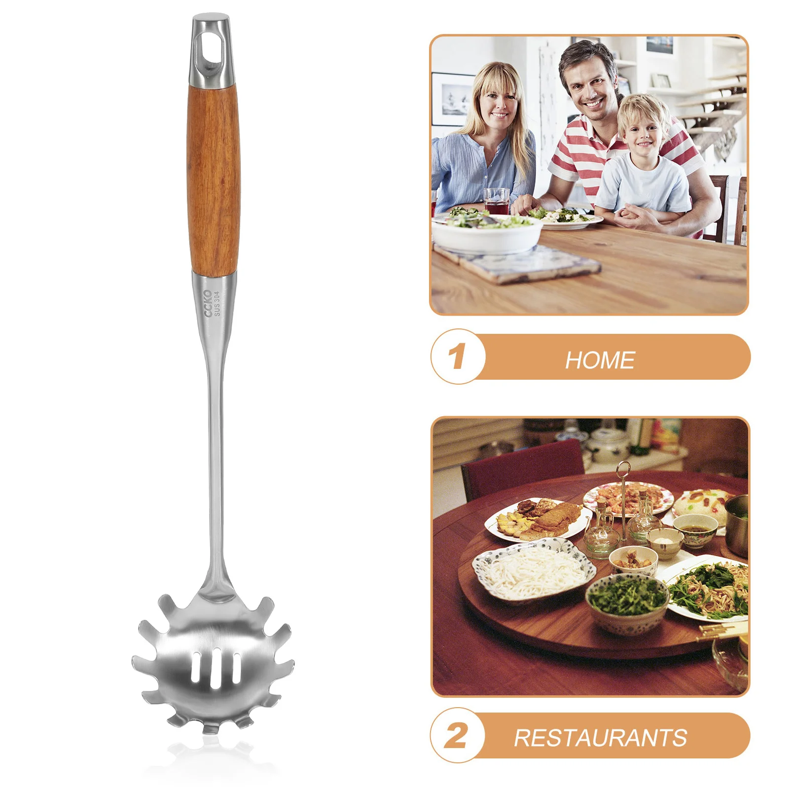 

Stainless Steel Noodle Spoon Drain Hole Anti-Scalding For Pasta Spaghetti Kitchen Strainer Utensil Cookware Tool