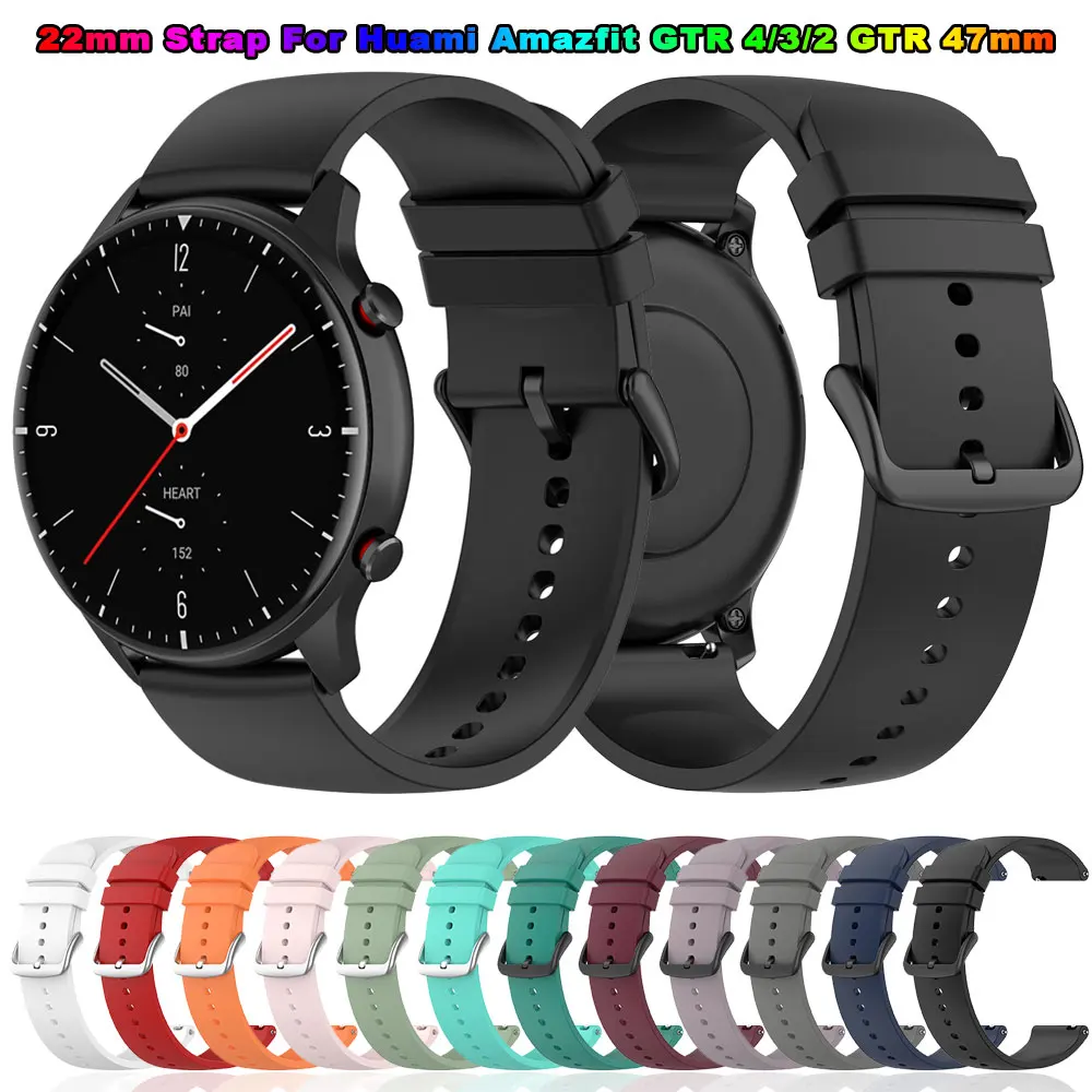 22mm Silicone Watchband For Huami Amazfit GTR 4/3 Pro/2 47mm Pace Stratos 3 2 2S Strap Smart Watch Band For Amazfit Bip 5