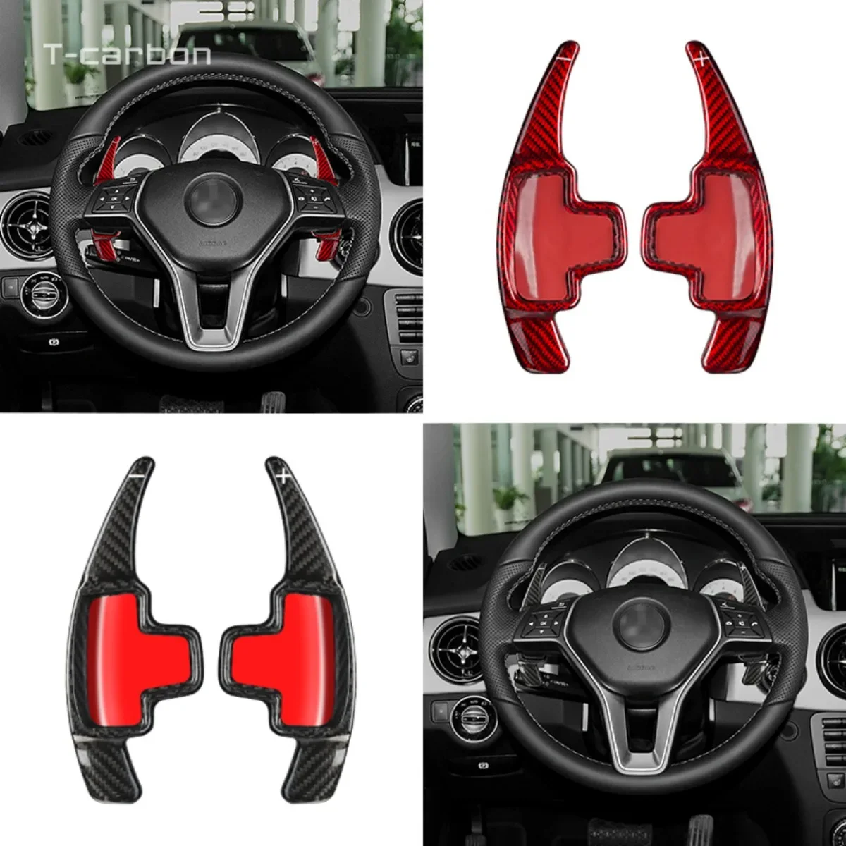 T-carbon Carbon Fiber Steering Wheel Shift Paddles For Mercedes benz CLA GLA GLK Paddle Shifter