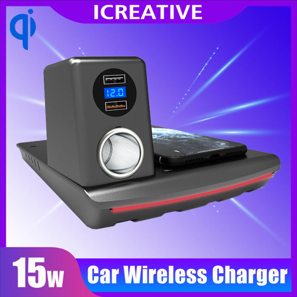 For Honda Accord Car QI Wireless Charger 15W Fast Charging Phone Palte Pad Interior Modification Accessories 2018-2020