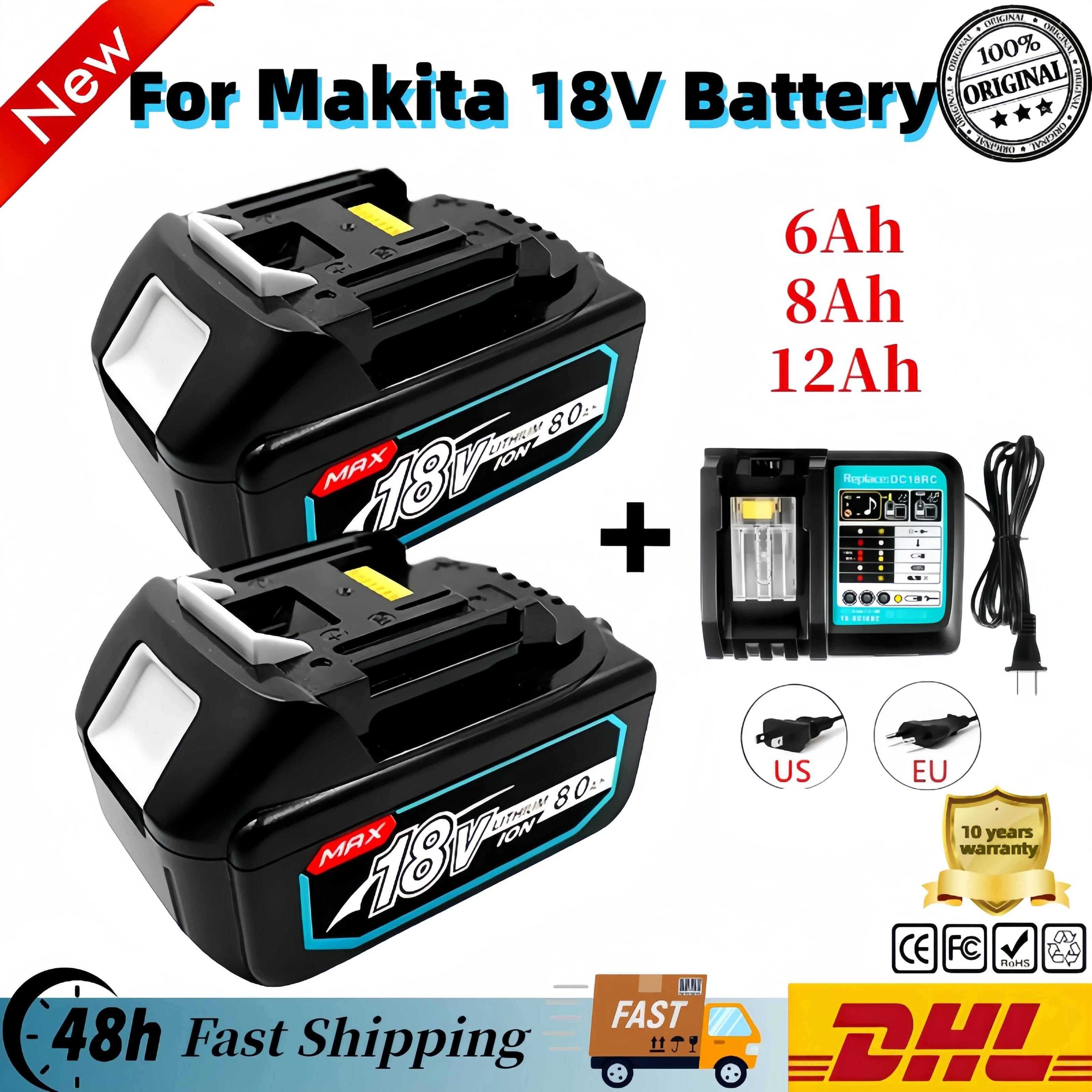 

For Makita 18V 8.0Ah Rechargeable Battery For Makita Power Tools with LED Li-ion Replacement LXT BL1860 1850 volt 8000mAh