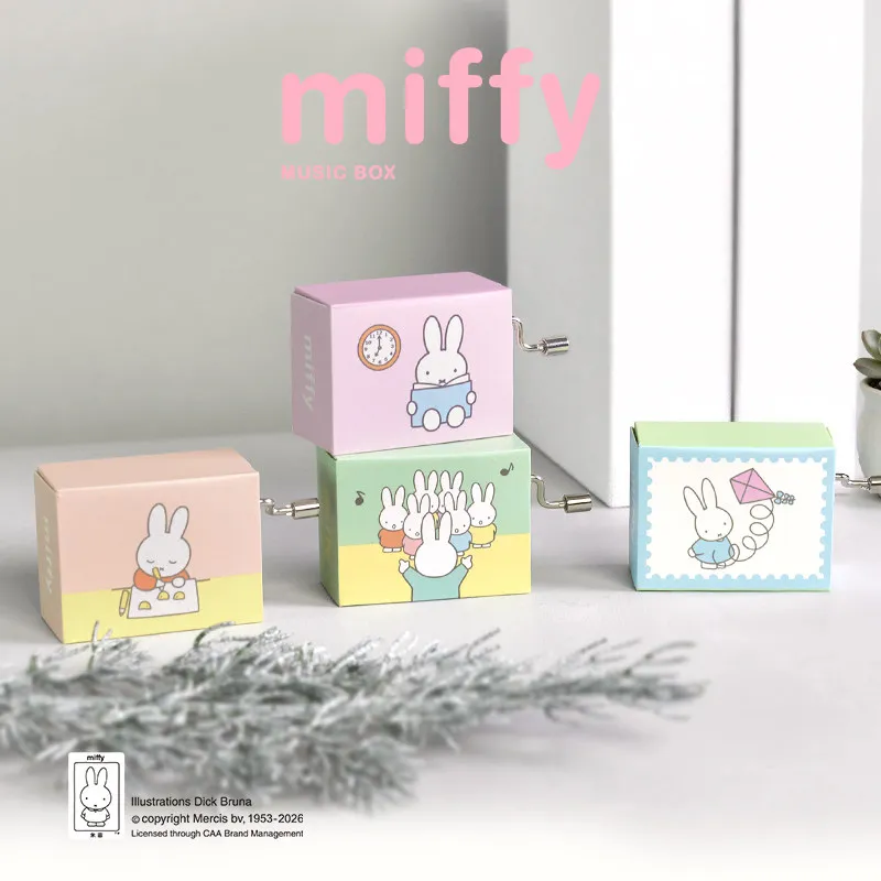 

New Hot Genuine Miffy Music Box Series Blind Box Drawing Chorus Reading Flying Kite Skiing Water Flowers Music Collectibes Toy