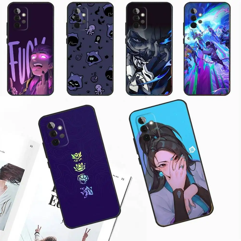 

V-Valorant Game Phone Case For Samsung Galaxy A13,A21s,A22,A31,A32,A52,A53,A71,A80,A91 Soft Black Phone Cover