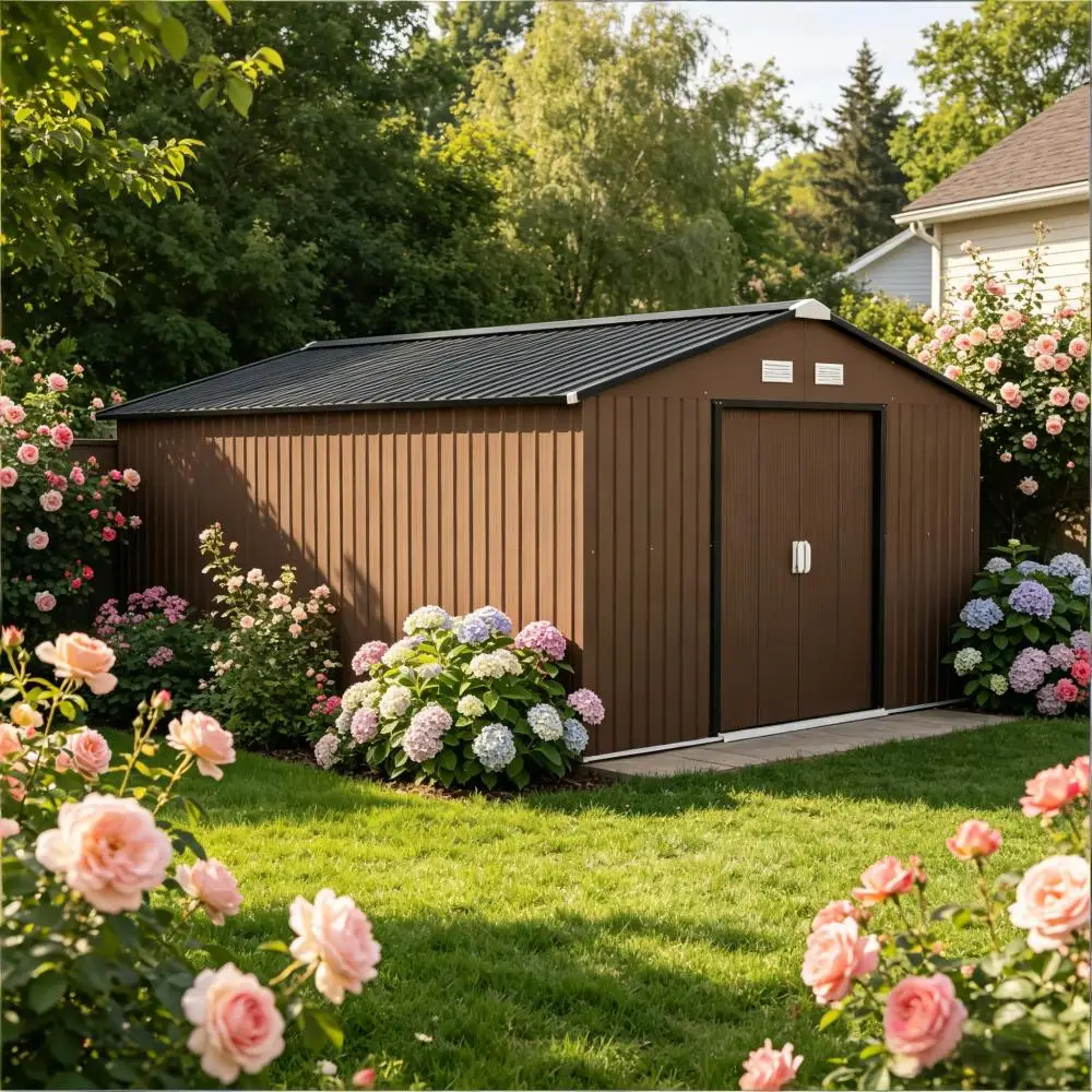 Durable Outdoor Storage Shed with Spacious Storage Space,Backyard Tools Storage Shed,Garden Metal Shed