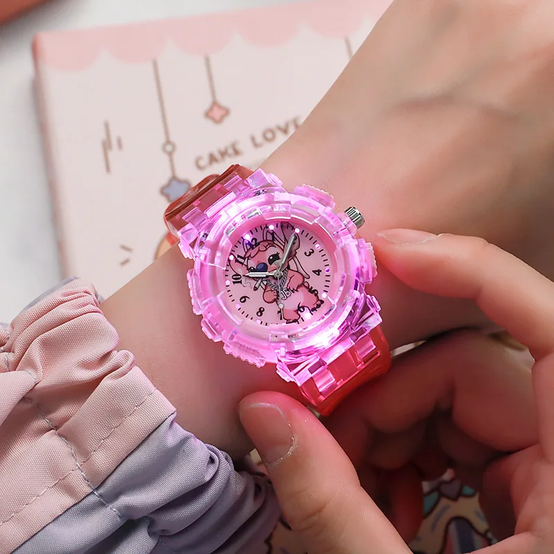 Stitch Led Glowing Flash Watch Children Watches Toys Fashion Quartz Wristwatch Disney Christmas Gifts Kids Party small gifts