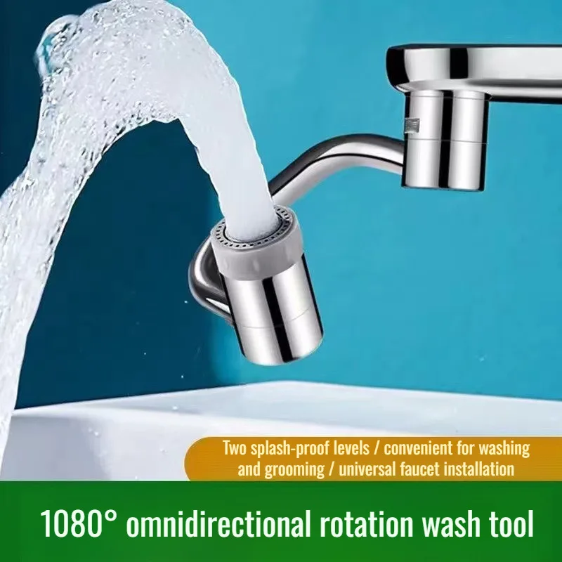 Washbasin Faucet Extender universal multi-functional 1080° Rotating mechanical arm U-shaped nozzle Kitchen splash-proof Filter