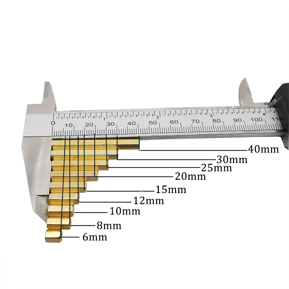 10Pcs M3 Female To Female Hex Brass Standoff Spacer 6mm-40mm Hexagonal Stud Spacer Hollow Pillar Hexagonal Double Pass Column