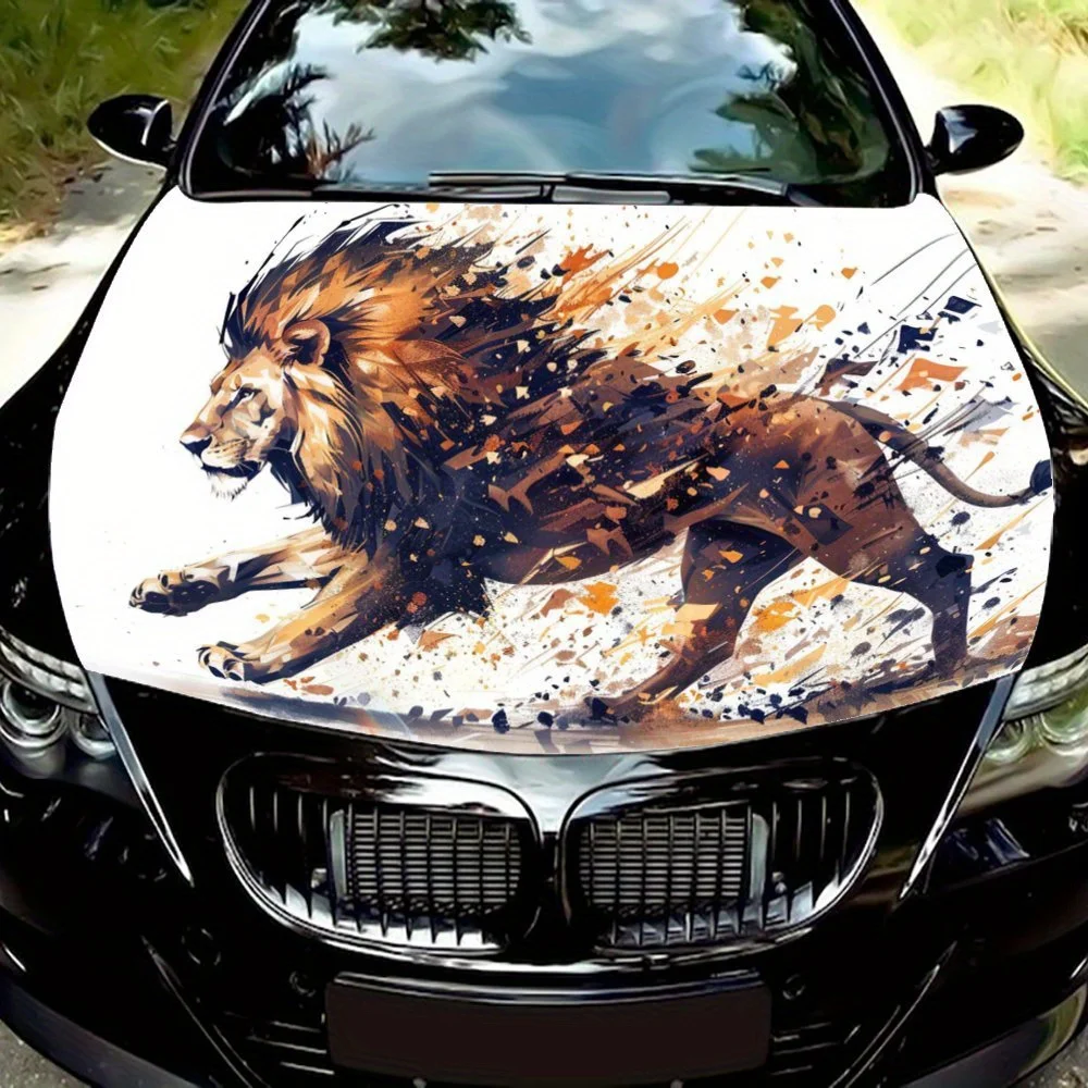 

Painted Lion: The Fusion of Strength and Art; Car Vinyl Wraps, Vinyl Car Hood Graphics, Overwhelming Graphic Decal