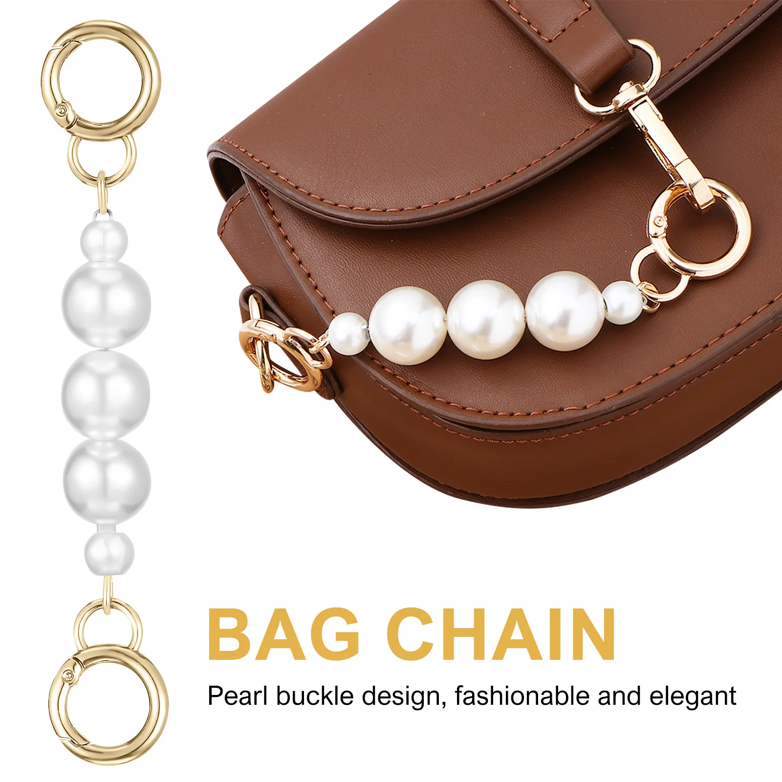 

6Pcs Pearl Bag Chains Clasp Metal Replacement Handles for DIY Handbag Purse Shoulder Bag Chain Accessories Handbag Chains