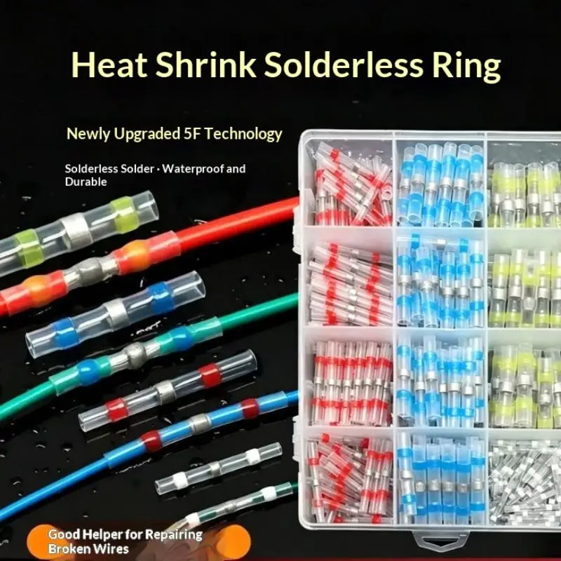 50 To 500Pcs Heat Shrink Solder Seal Wire Connectors Kit Waterproof Butt Electrical Terminals Insulated Splice Marine Automotiv