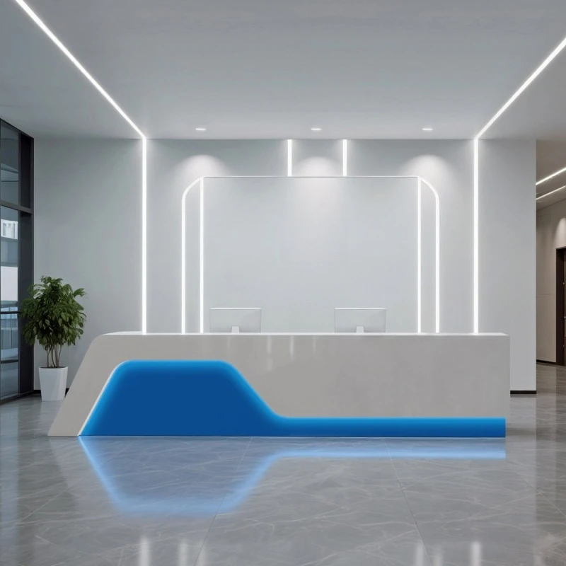 

Hall Consultation reception counter light luxury business wooden counter Modern Company mostrador de peluqueria office furniture