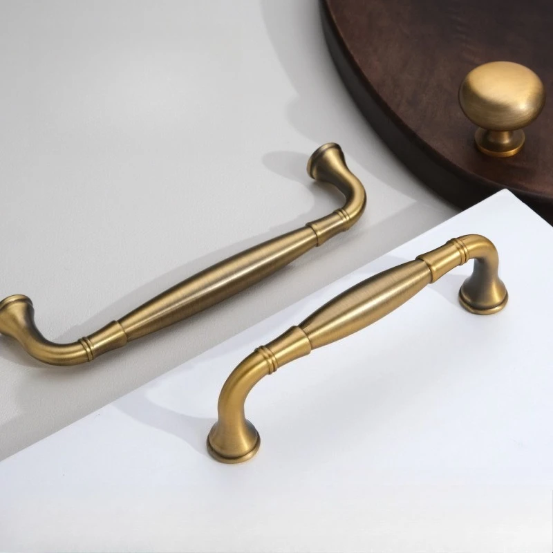 Vintage American French Retro Single-hole Bronze Brass Handle Home Hardware for Cabinet Drawer Wardrobe