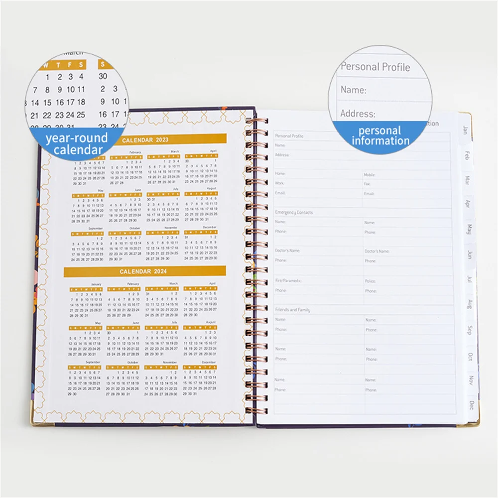 2023 Flower Pattern A5 Agenda Planner Notebook Diary Weekly Planner Notepad Schedules Journal Notebooks School Office Supplies