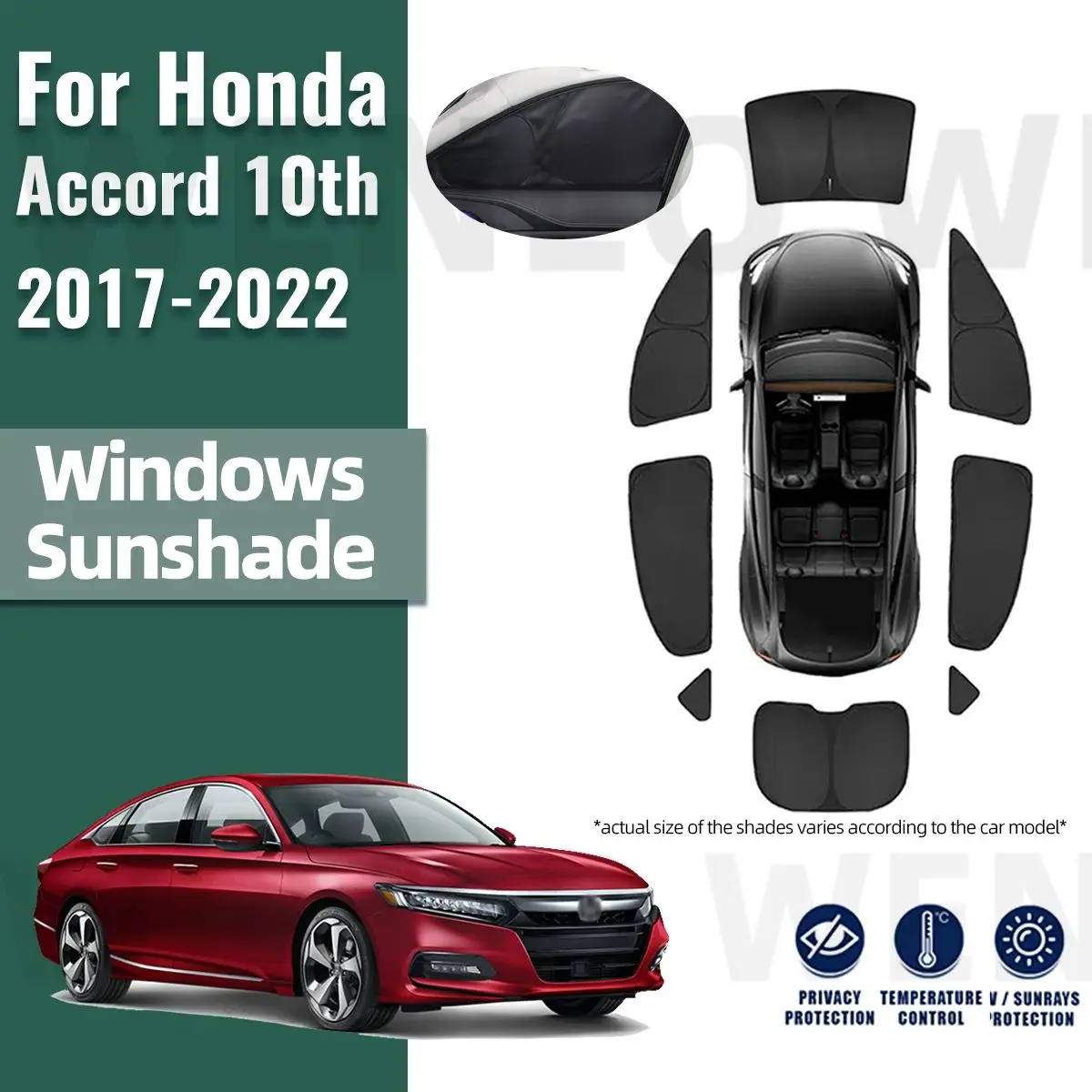 

For Honda Accord 10th 2018 2019 2020 2021 Full Cover Car Sunshade Front Windshield Frame Curtain Rear Side Window Sun Shade