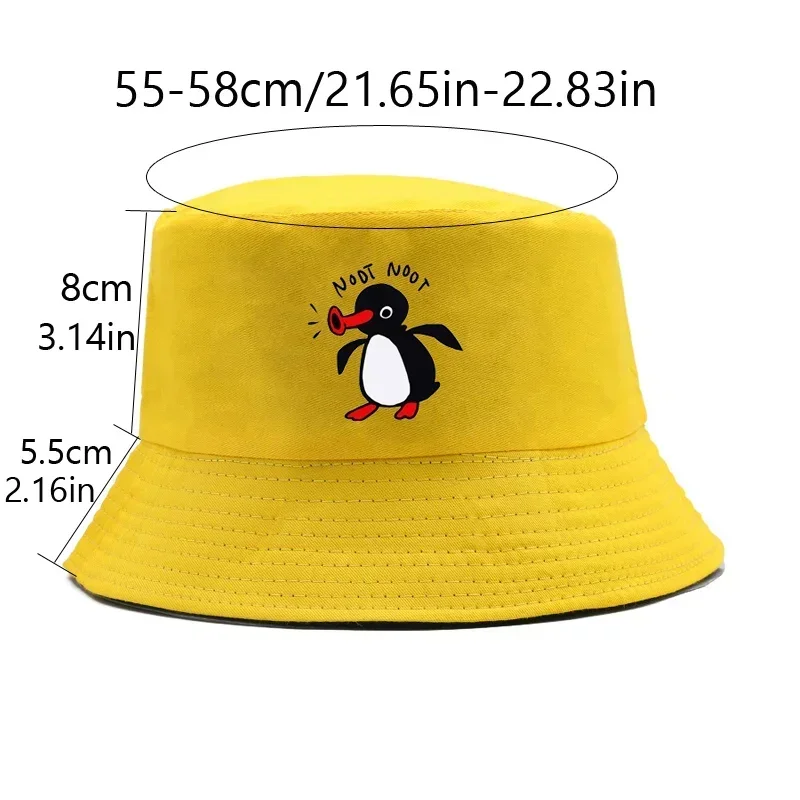 Summer Penguin Bucket Hat Reversible Bob Men Women Cotton Travel Beach Fisherman Hat Outdoor Sports Pull Up Bob Panama Sun Hat