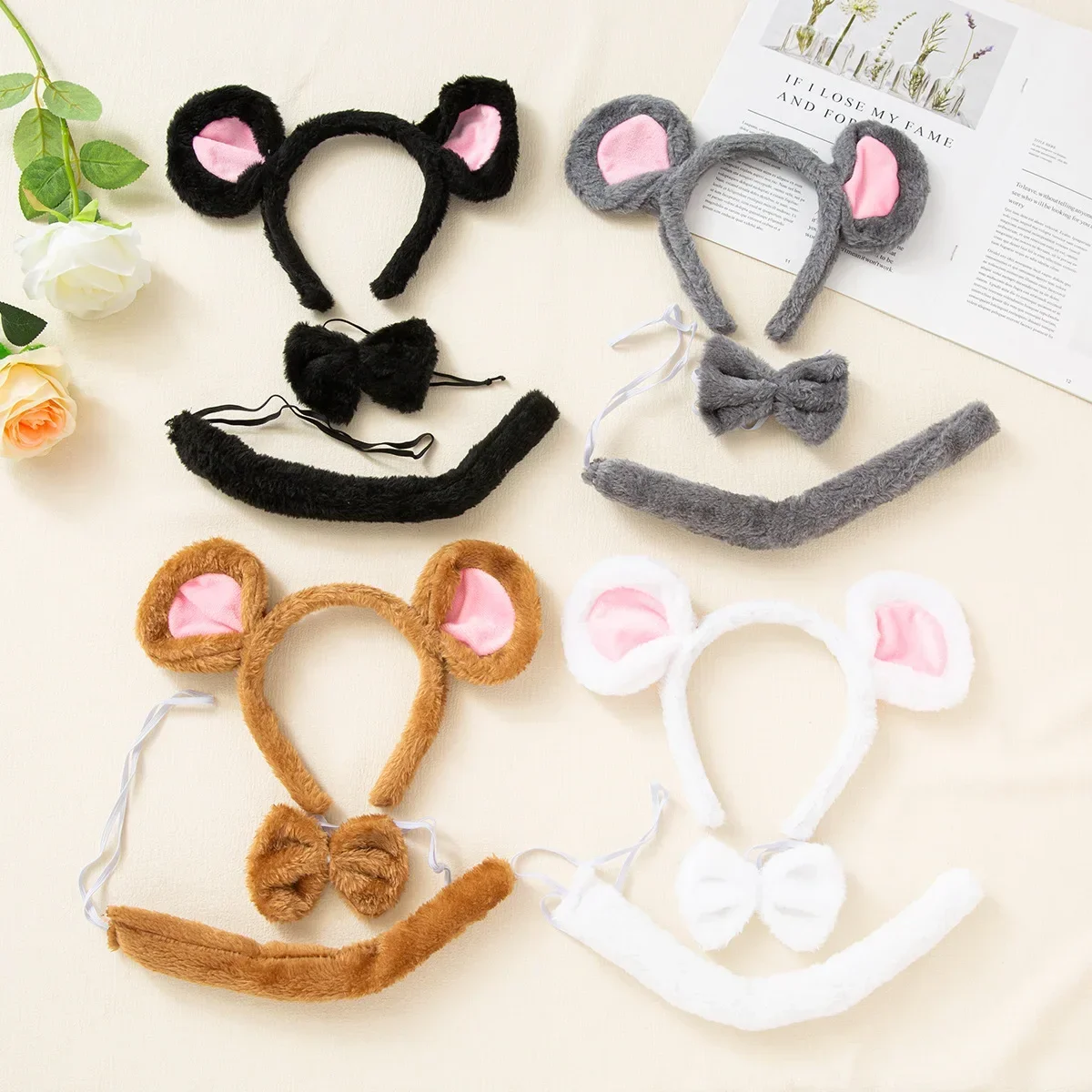 

Маленькая повязка для волос с ушками мыши на Хэллоуин, плюшевый праздничный костюм для вечеринки, мультяшный стиль из материкового Китая, детские аксессуары, повязка для волос