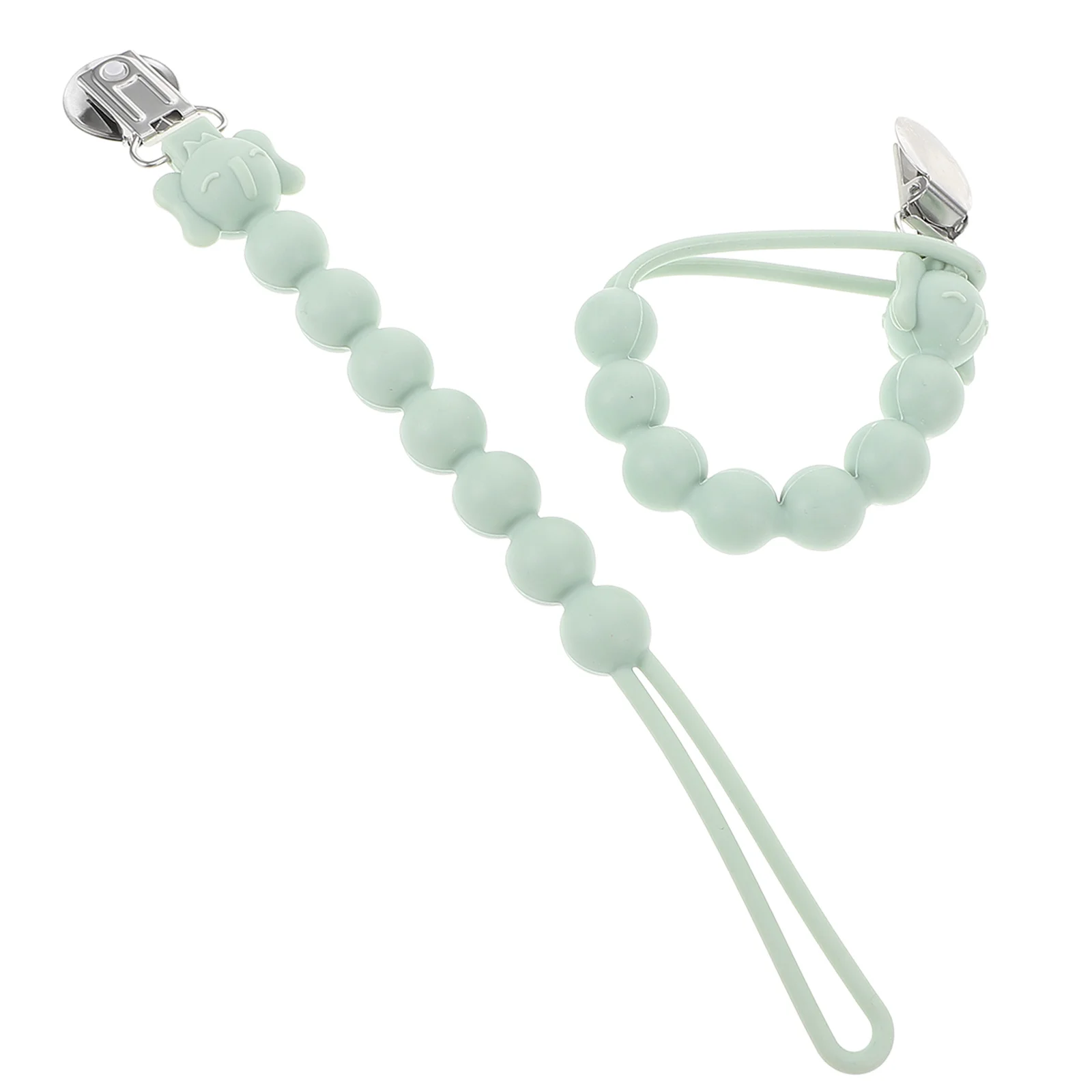 

2pcs Silicone Beads Pacifier Chain Elephant Design Baby Teething Clip Holder Secure For Infant Accessories Pacifier Clips