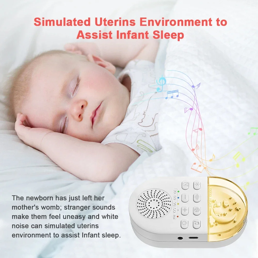 Baby White Noise Machine Portable Baby Sleep Machine 24 Soothing Sounds Sleeping Relaxation Rechargeable for Home Travel