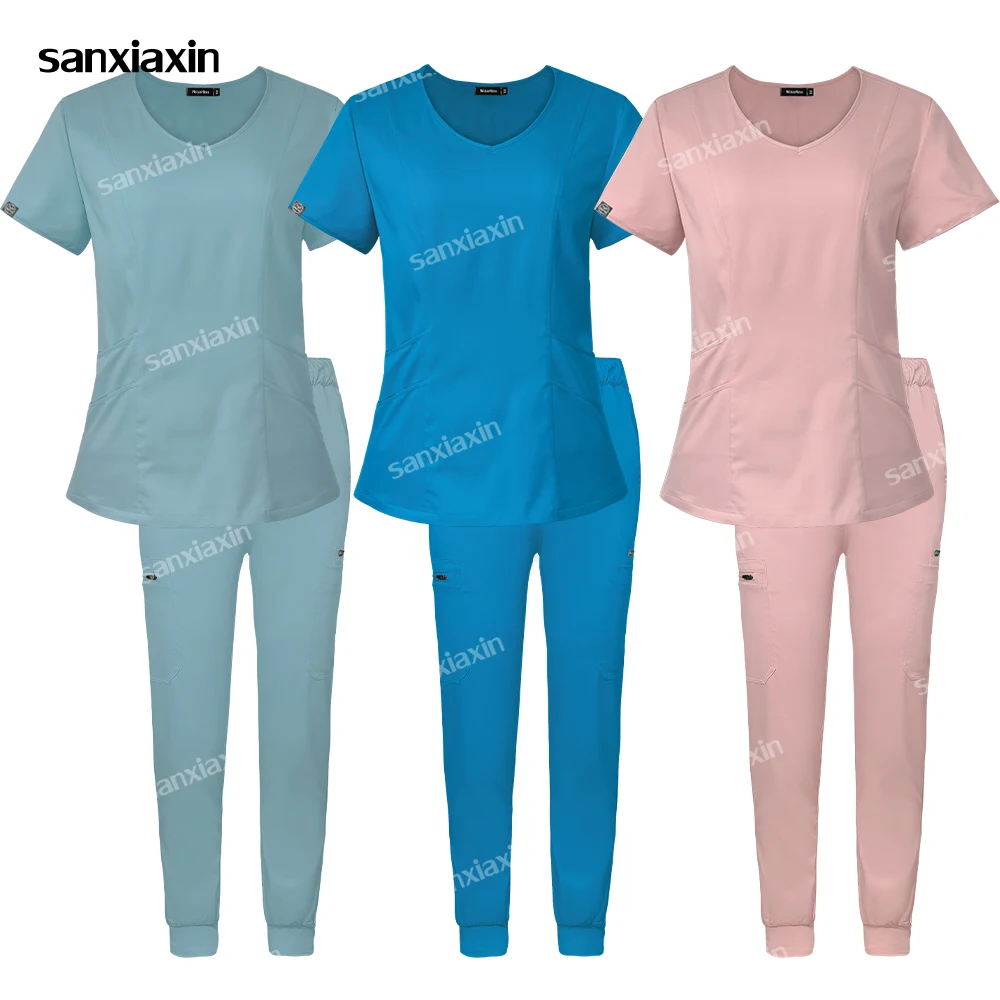 

Operating Room Workwear Surgical Uniforms Woman Beauty Clothes Medical Nurse Doctor Clinical Scrubs Top+Pants Nursing Tunic Suit