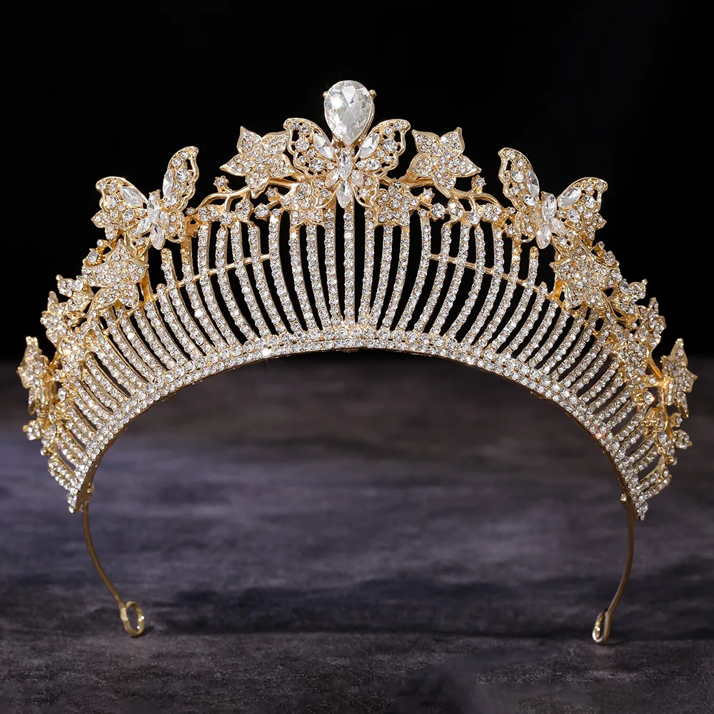 Alloy Lotus Crown Headpiece for Bride Wedding Hair Accessories Queens Tiara for Women view 2