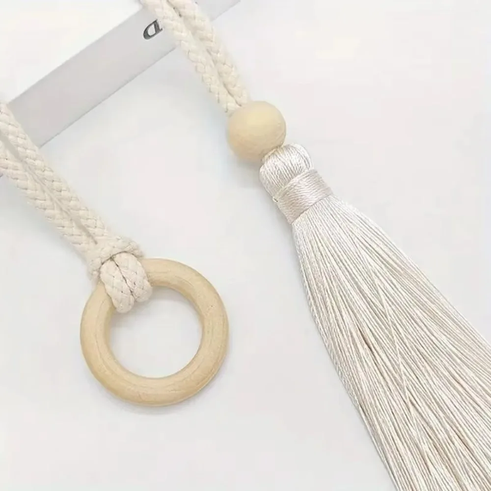 Adjustable Cotton Cord Curtain Tie Curtain Tie Straps Bohemian Chic Tulle Tassel Tie Hand Woven