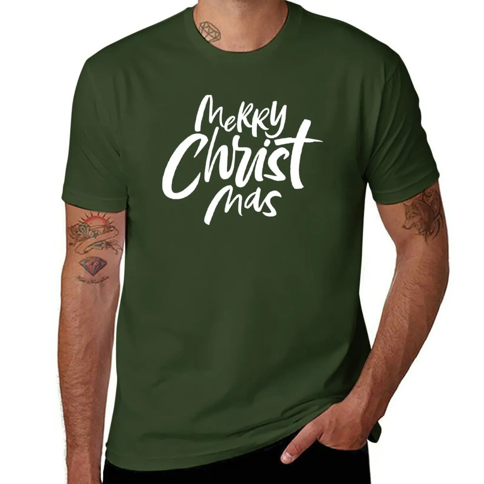 

New Merry CHRIST Mas - Christian Christmas Lettering - Religious T-Shirt black t shirt black t-shirts for men