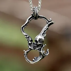 2023 New Fashion Double Skull Kissing Pendant Stainless Steel Men's Necklace Cool Biker Jewelry Dropshipping free shipping