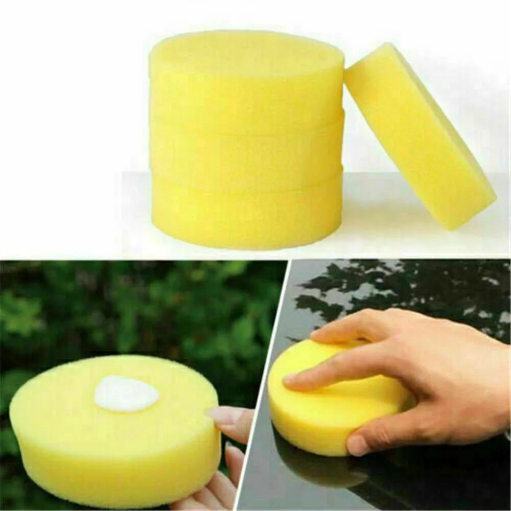 Auto Sponges Car Cleaning Wash For Most Models Polishing Pad Round Waxing Yellow Brand New High Quality Hot Sale