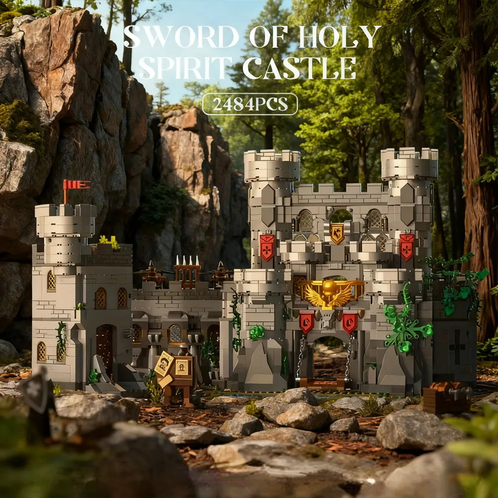 

Creative 2484 pcs Classic Sword of the Holy Spirit Castle Century diy Buildings Street View mode girl boy birthday gift