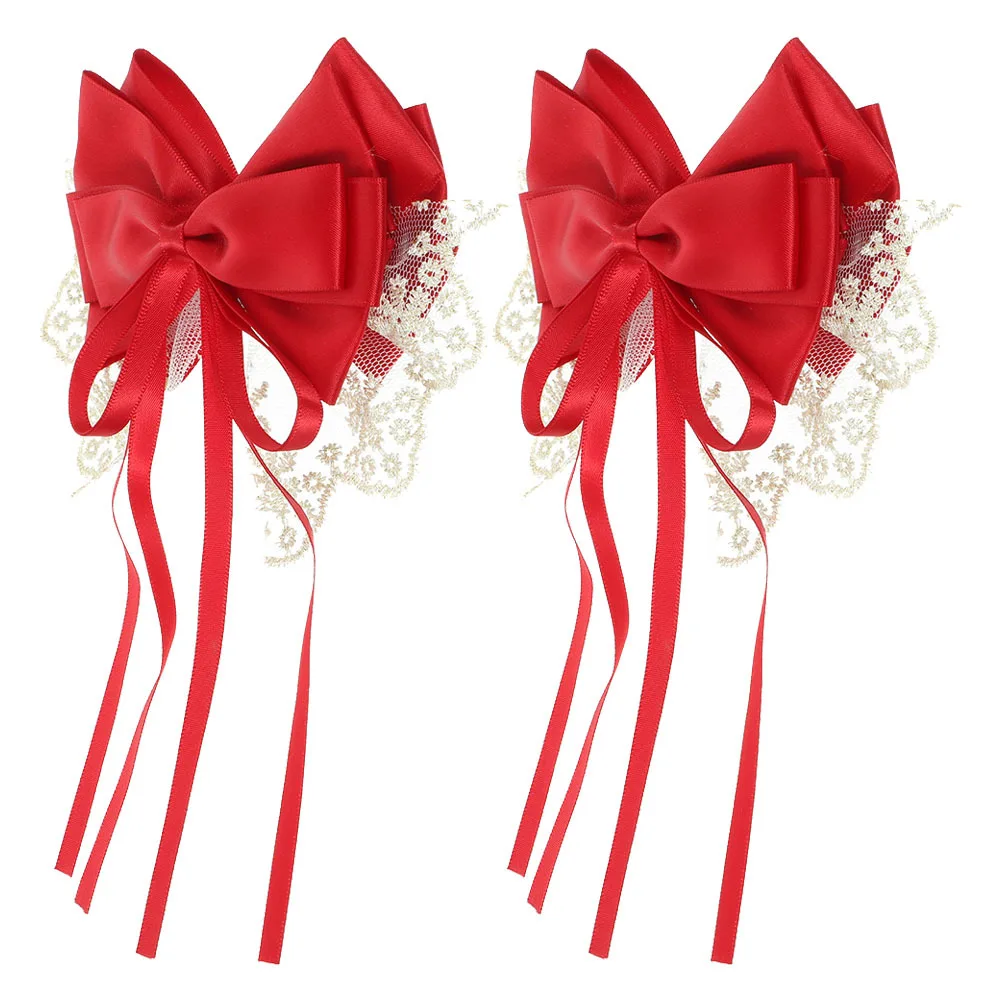 

2pcs Butterfly Clips Elegant Lace Ribbon Clip On Bows Hair Ribbon Clip For Women Sweet Barrette Decorative Hair Pins