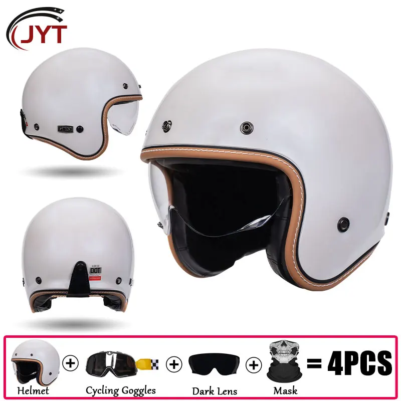 

Vintage Open Face Helmet for Men 3/4 Motorcycle Helmets Retro Jet Helmet Cafe Racer Half Face Helmet Women DOT Capacete De Moto