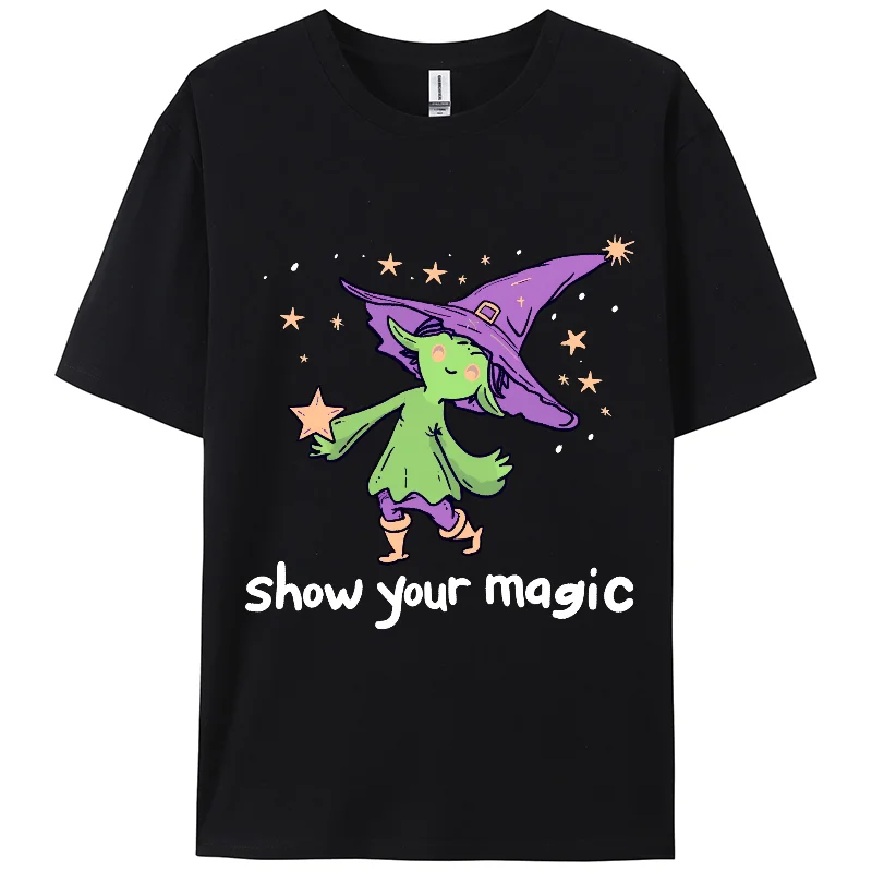 Show Me Your Magic T-shirts Berserk Women Short T-shirts Cute Graphic Print TShirt, Short Sleeve,100% Cotton, Oversided ,Anime