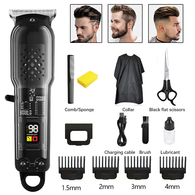 Electric Hair Cut Machine Usb Rechargeable Hair Clippers Transparent Professional Clippers Electric Hair Trimmers Shaver for Men