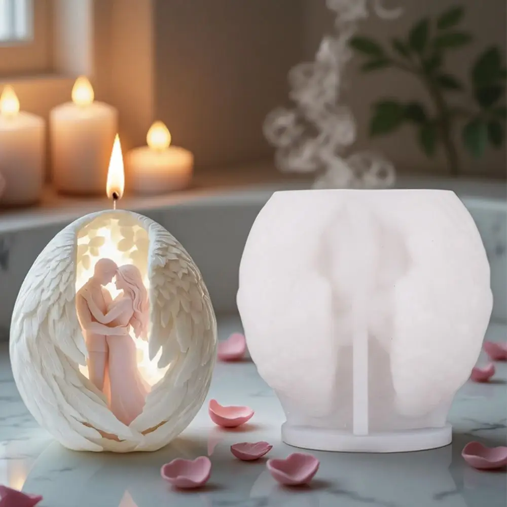 Nuevo molde de vela de aromaterapia para el Día de San Valentín, molde de silicona 3D para pareja de ángeles, molde de yeso DIY hecho a mano, Molde de resina para decoración del hogar