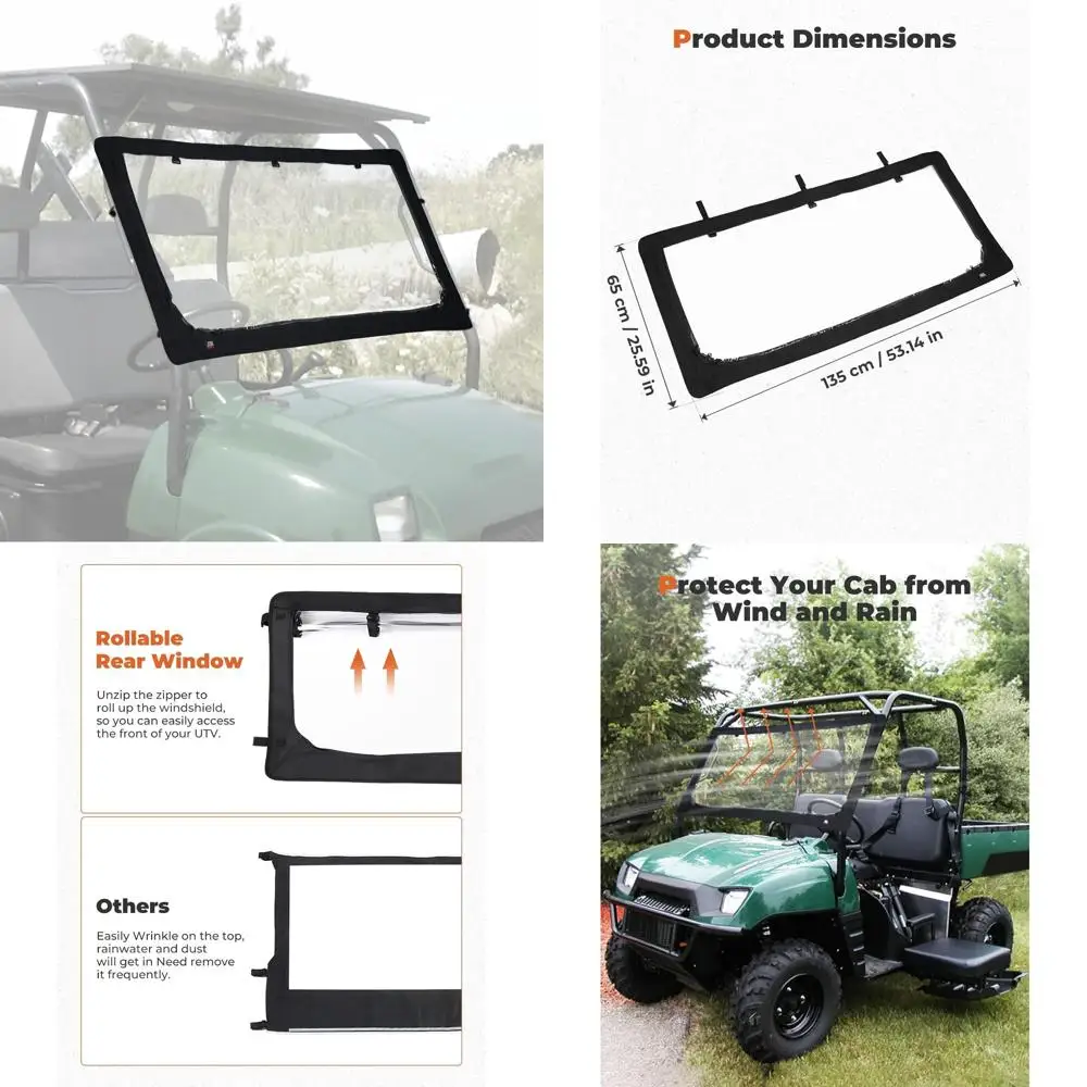 

Переднее лобовое стекло UTV, совместимое с Kawasaki Mule 3000 3010 3020 2001-2008 Mule 2500 2510 2520 1993-2005, прозрачное полное лобовое стекло