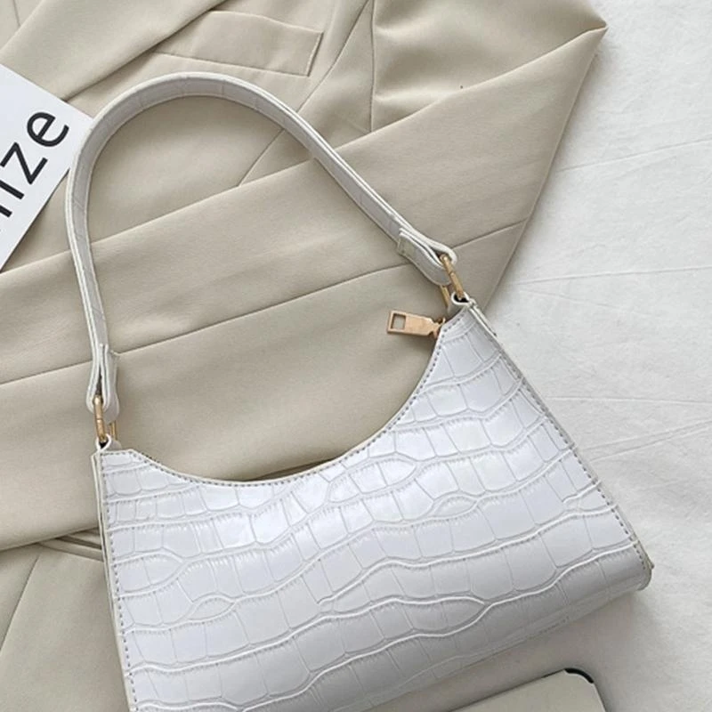 

652F Retro Clutch Shoulder Bag Handbag with Zipper Closure for Women Underarm Bags Embossed for Patter
