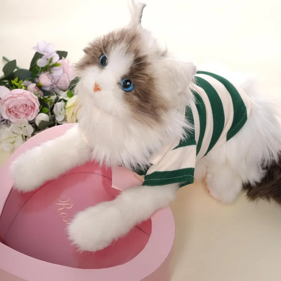 قميص الكلب قميص بولو بياقة مخططة ملابس الجرو ملابس الصيف بأزرار لأعلى ملابس الحيوانات الأليفة للكلاب الصغيرة والمتوسطة والقطط للأولاد والبنات والحيوانات الأليفة Gre #6