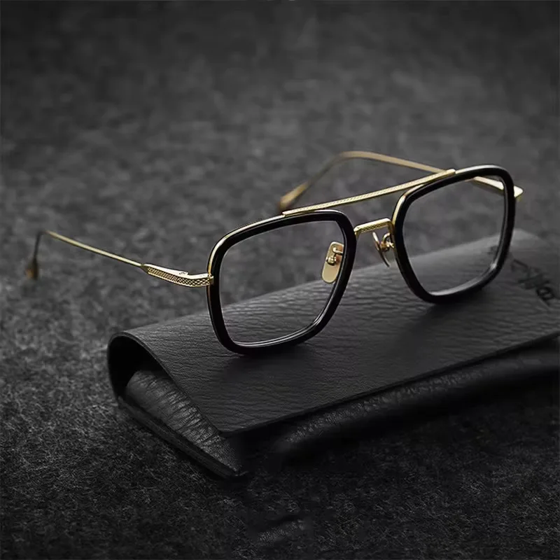 Tony Stark Robert Downey Square Sunglasses for Men Women Fashion Classic Vintage Design Metal UV400 Transparent Sun Glasses 2024