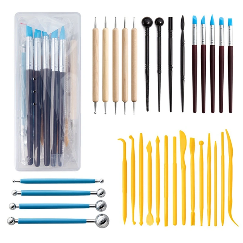 33 PCS Polymer Clay Tools Set Pottery Sculpting Tools Clay Indentation Trimming DIY Shaping And Carving For Beginners