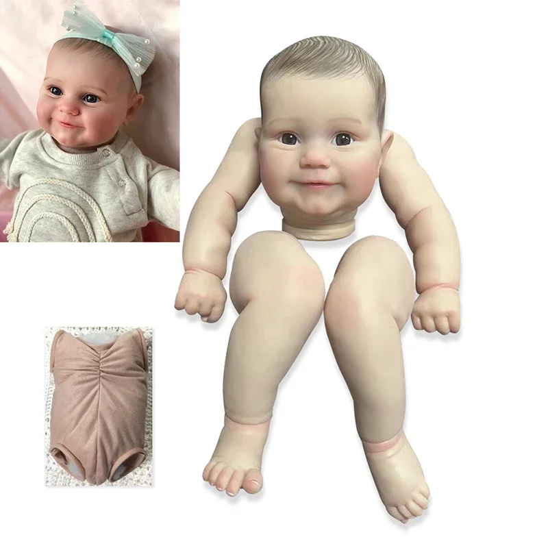 Dois tamanhos já pintados kits sorriso bebê maddie realista pintura 3d pele com veias visíveis diy peças de boneca reborn kit