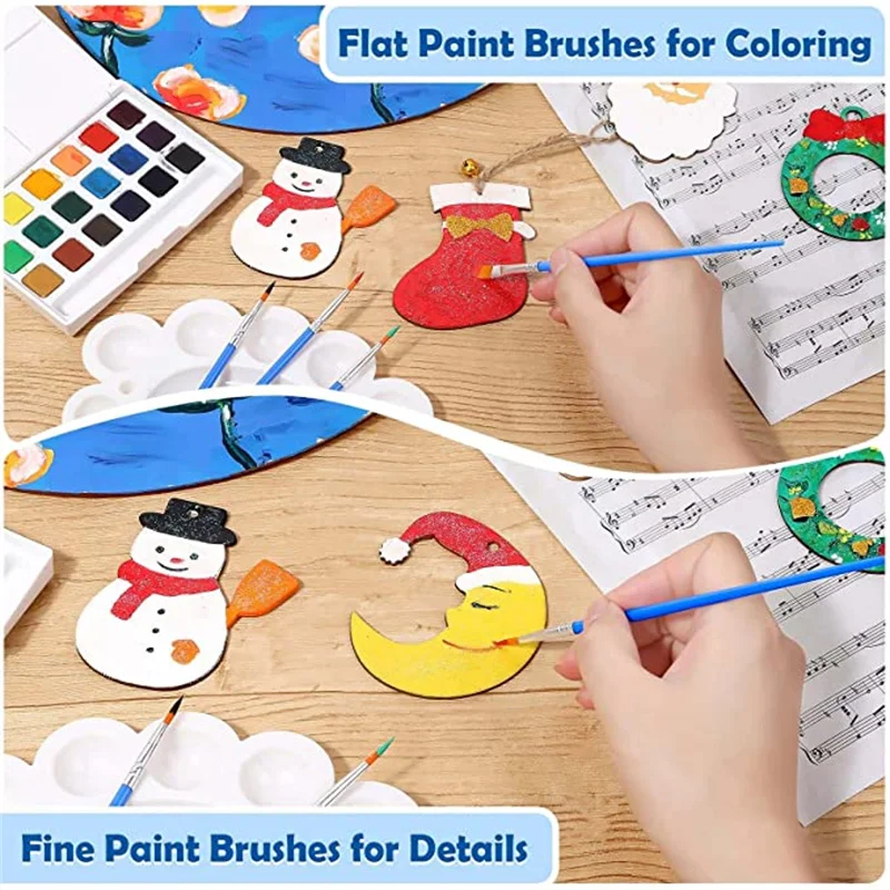 100pcs Paint Brushes Set for Kids Acrylic with Flat Round Pointed Paint Brushes Craft Watercolor Oil Painting Brushes