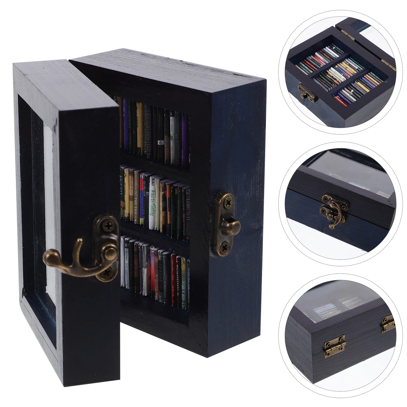 ชั้นวางหนังสือไม้ขนาดเล็ก 1 ชุด รายละเอียดสูง น้ำหนักเบา สำหรับตกแต่งบ้านตุ๊กตา รวมถึงหนังสือขนาดเล็ก