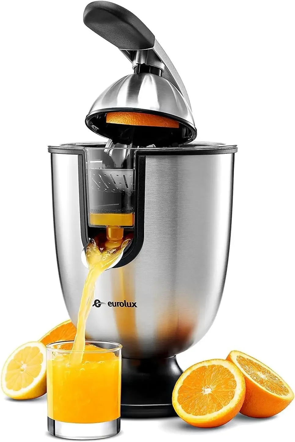 

NEW Premium Electric Orange Juicer | Stainless Steel Citrus Squeezer With New Ultra-Powerful Motor and Soft Grip Handle for