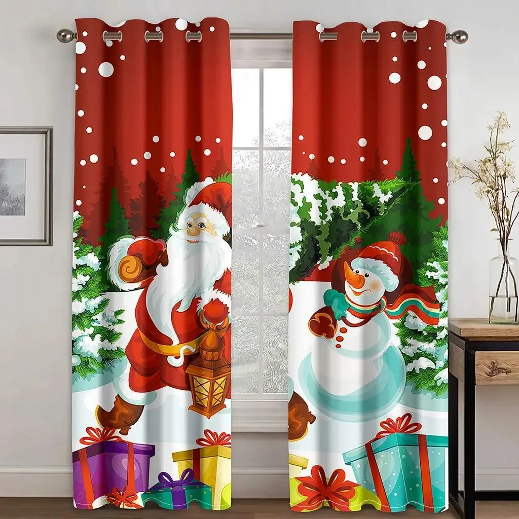 Santa Claus Christmas Decoration Christmas Blackout Curtains 3D Print Window Curtain Bedroom Living Room Decor Window Treatments