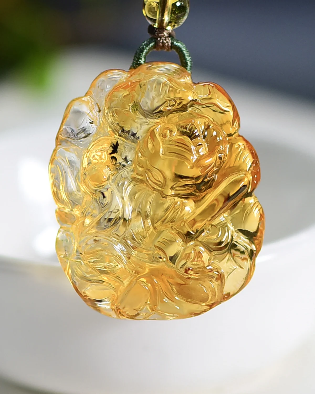 

Natural Yellow Citrine Quartz Women Men Pendant 33.5*27.6*12.6mm Fox Wealthy Rare Bead Necklace Jewelry AAAAA